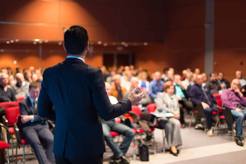 Speaker at business conference